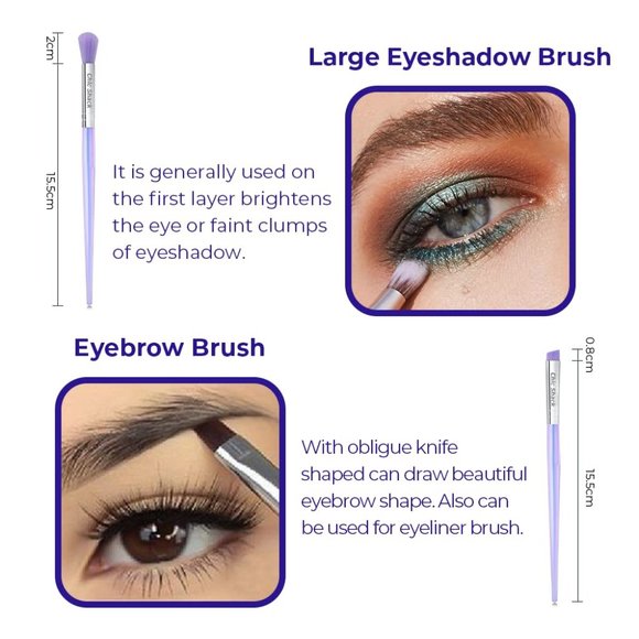 Crystal Aurora Everyday Face Powder Concealers Blush Eyeshadow Makeup Brush Set - Picture 5 of 8